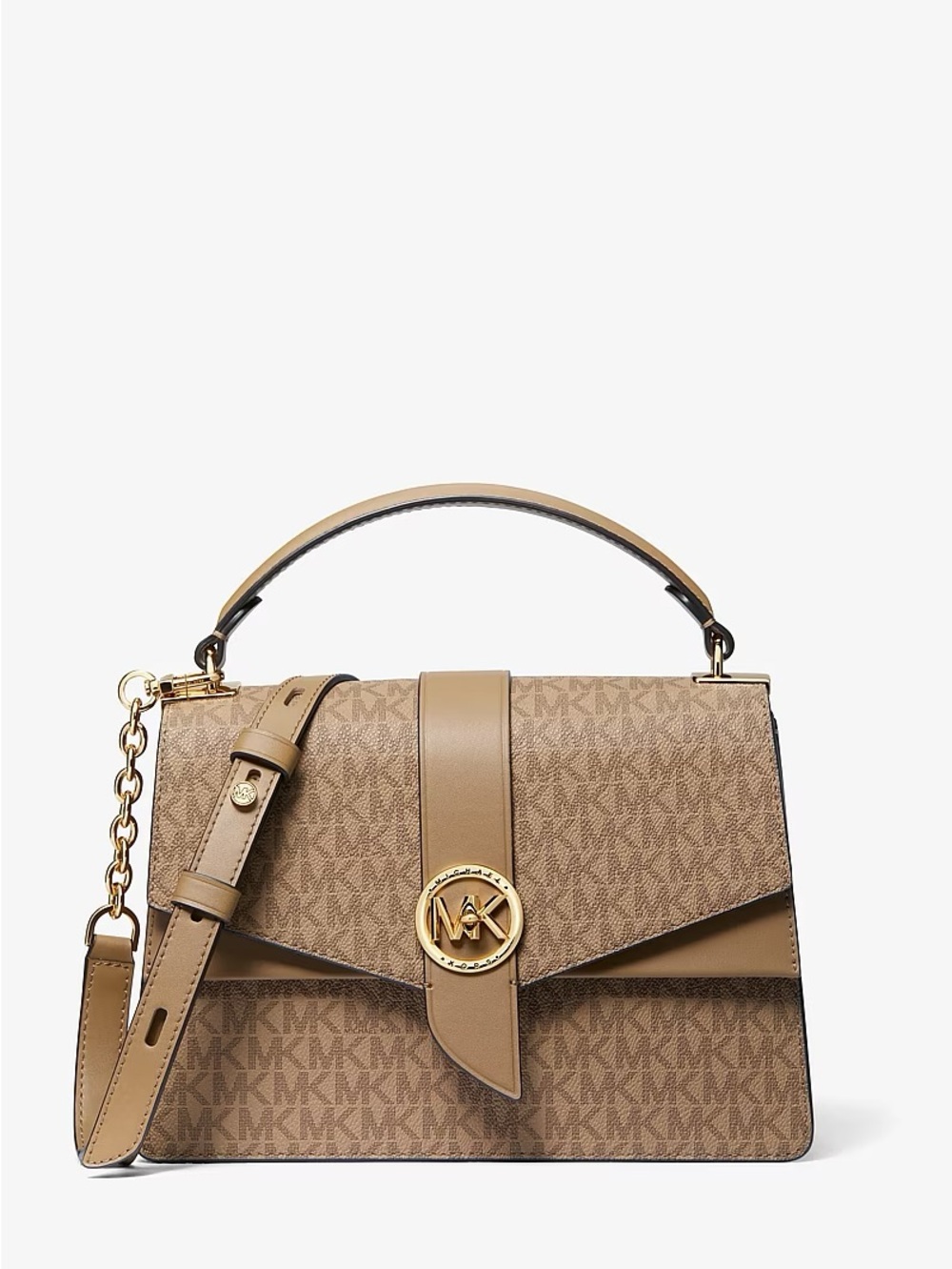 Michael Kors Tan MK Logo Satchel Handbag